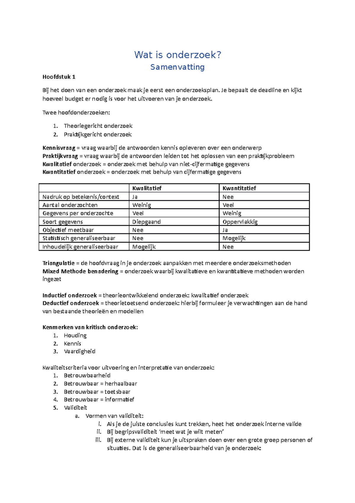 validiteit en betrouwbaarheid onderzoek